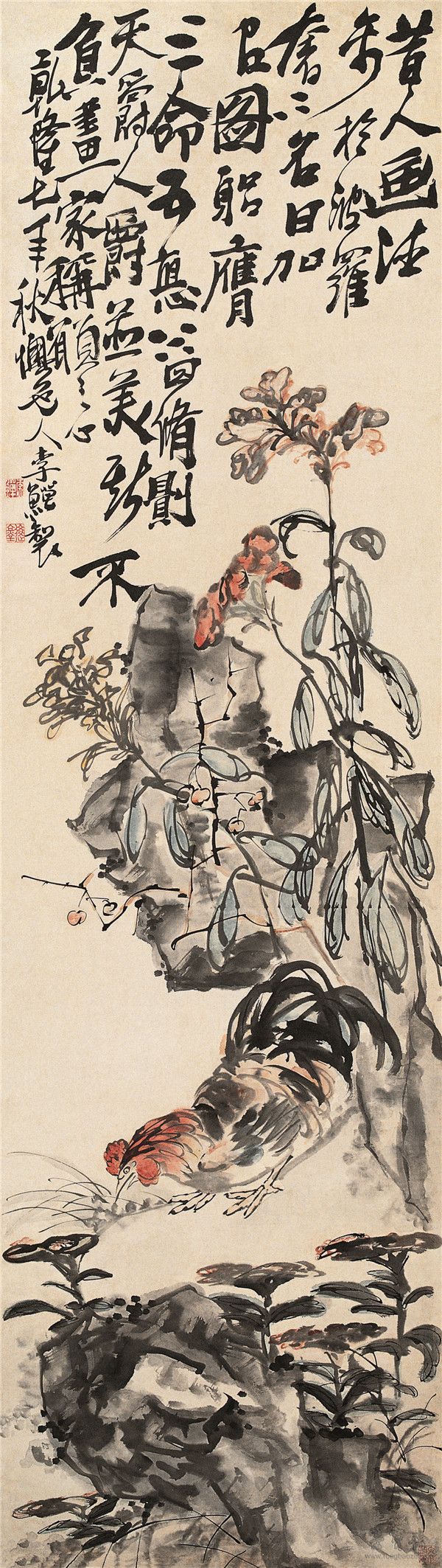 李鱓 加官圖 182cm×51cm