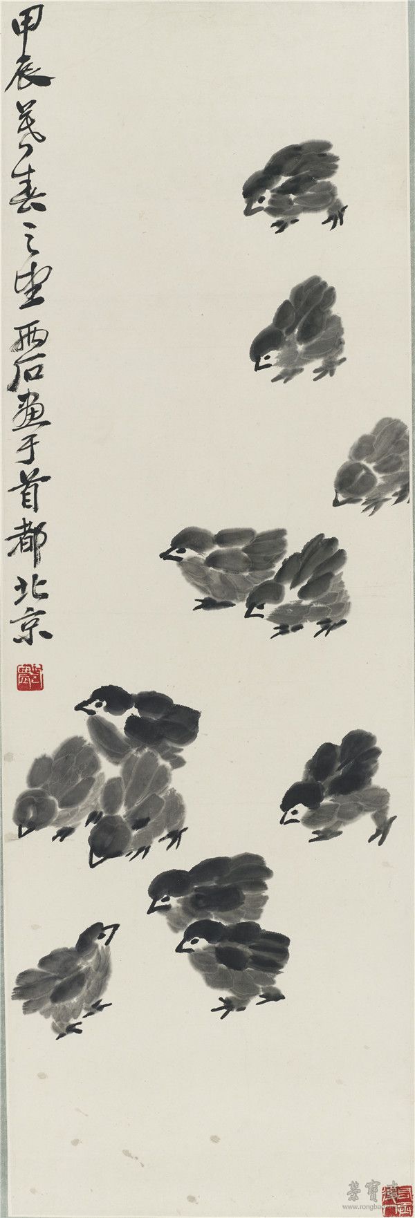 王鑄九 雛雞 102cm×34cm