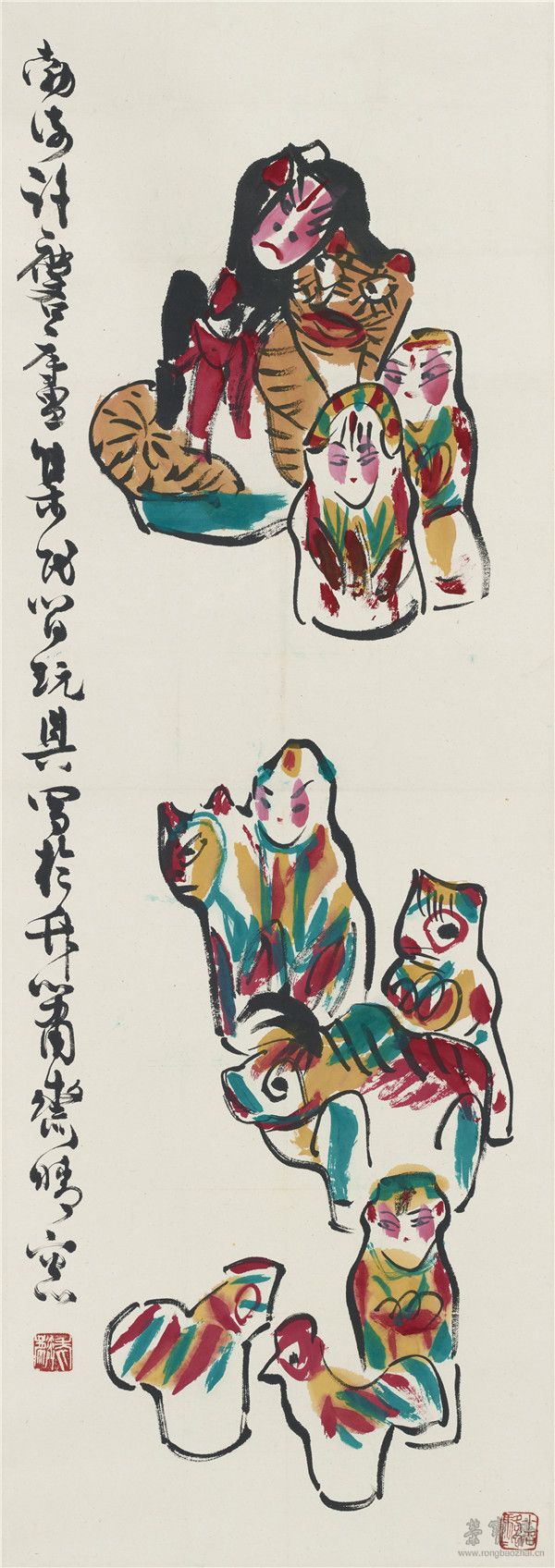許麟廬 雞 97cm×34cm