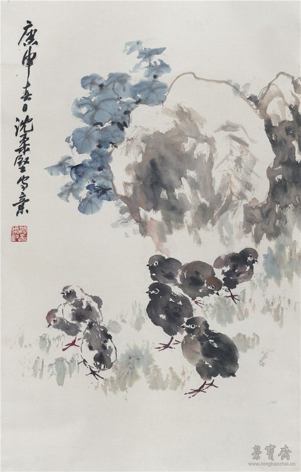 沈柔堅 群雛 100cm×58cm